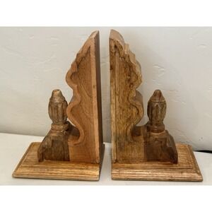 Vintage Pair Of Wooden Finial Corbel Bookends  Magnolia 2003 Stamped 10"H